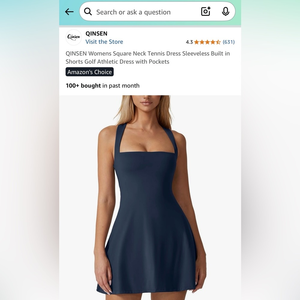 Athletic Square Neck Blue Dress